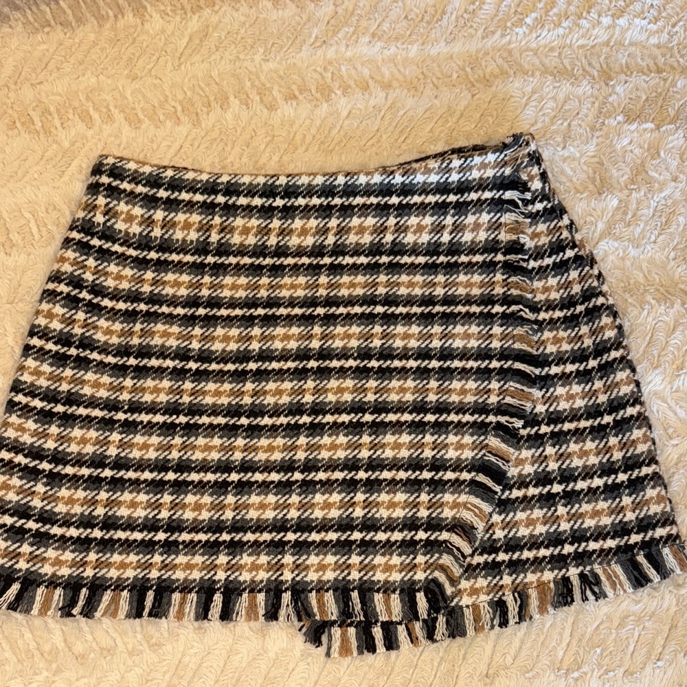 HYFVE Checkered Mini Skirt in Black and Brown